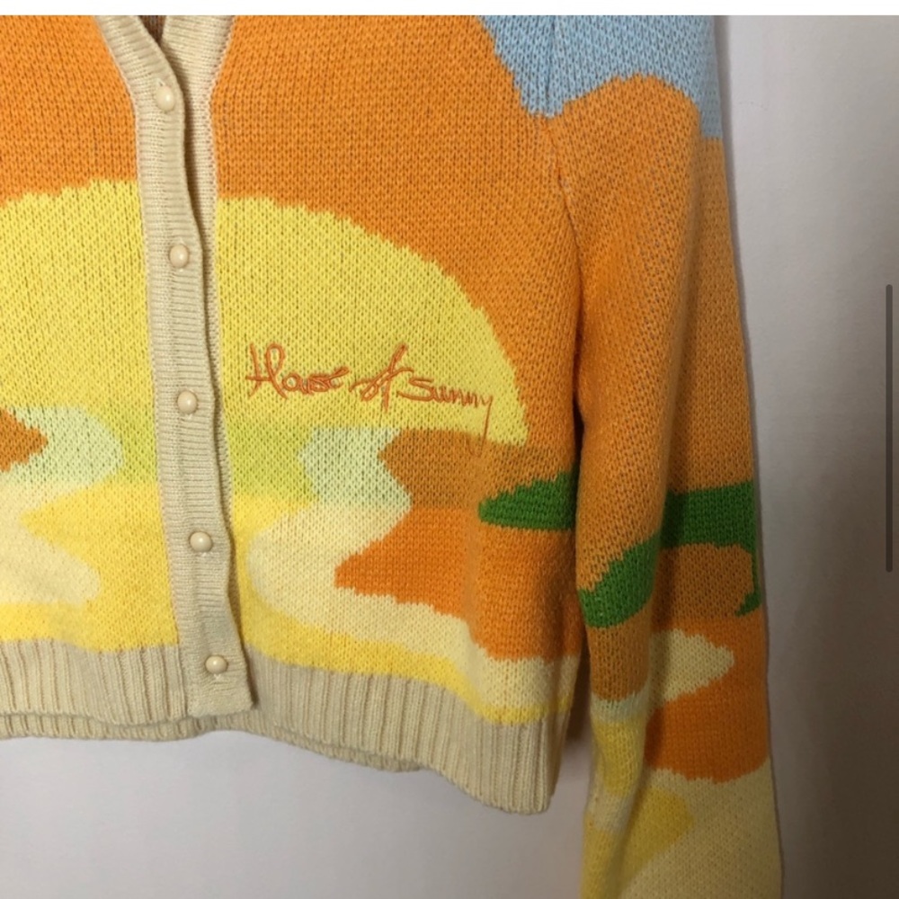 House Of Sunny Orange Day Tripper Jacquard Knit Cardigan US 4 - Picture 6 of 10